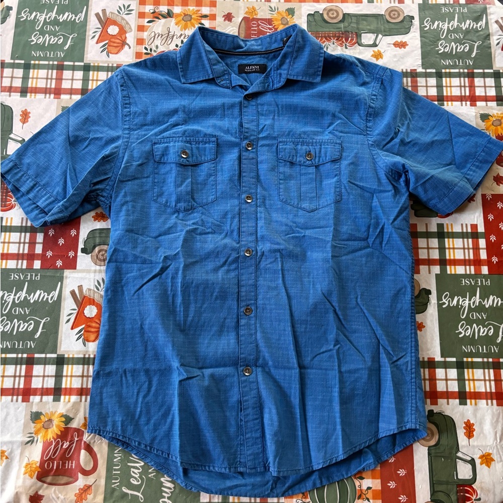 Alfani Men's Blue Casual Shirt